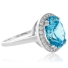 Blue Topaz Oval Cut Silver Ring