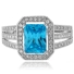 Emerald Cut Blue Topaz Sterling Silver Ring