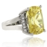 Huge Radiant Cut Citrine Silver Ring