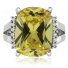 Huge Radiant Cut Citrine Silver Ring
