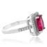 Pink Tourmaline Emerald Cut Sterling Silver Ring