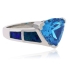Trillion Cut Blue Topaz Silver Ring with Blue Opal