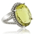 Huge Natural Yellow Citrine 14K White Gold Ring
