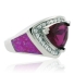 Pink Opal and Trillion Cut Ruby Silver Ring