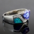 Australian Blue Opal Ring with Tanzanite