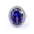 Big Oval Cut Tanzanite Sterling Silver Ring