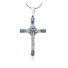Sterling Silver Cross Aquamarine Pendant