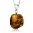 100% Natural Amber Silver Pendant 20mm x 10mm