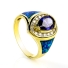 Gold Plated Ring With Drop Cut Tanzanite Gemstone and Australian Opal
