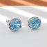 Oval Cut Blue Topaz Silver Earrings