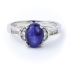 Silver Star Blue Sapphire Oval Cabuchon Ring