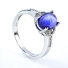 Silver Star Blue Sapphire Oval Cabuchon Ring