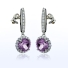Round Cut Alexandrite Silver Drop Earrings