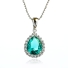 Drop Cut Paraiba Silver Pendant with Zirconia