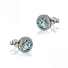 Brilliant-Cut Silver Solitaire Halo Earrings with Aquamarine 9 mm