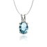Oval-Cut Silver Solitaire Pendant with Aquamarine