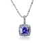 Princess Cut Tanzanite Sterling Silver Pendant