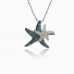 0.77 ctw White 14K Gold Star Fish Blue and White Diamond Pendant