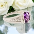 14k Solid White Gold Amethyst Diamond Ring