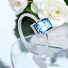 Genuine Emerald Cut Blue Topaz Engagement 14k White Gold Ring