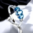 3 Oval Cut Stone Blue Topaz Silver Ring