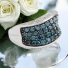 14K White Gold Blue Diamonds Ring