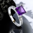 Amethyst Silver Ring Square Cut Stone