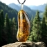 Very Big Genuine Amber Silver Pendant