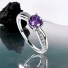 Amethyst Round Cut Silver Ring Solitaire