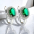 Emerald Sterling Silver 925 Set Earrings and Pendant