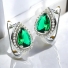 Green Emerald Sterling Silver Set Earrings and Pendant