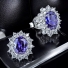 Princess Settings Tanzanite Costume Silver Earrings