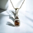Silver Emerald Cut Chocolate Diamond Set Earrings Pendant