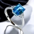 Emerald Cut Swiss Blue Topaz 925 Silver Ring