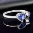 Double Tanzanite Sterling Silver Solitaire Ring Heart Shape
