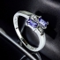 Emerald Cut Solitaire Tanzanite Stone Silver Ring