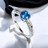 Swiss Blue Topaz Round Cut Silver Ring