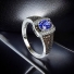 Silver 7 mm x 5 mm Tanzanite & Chocolate Diamond Silver Ring