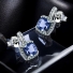 Princess Cut Tanzanite Sterling Silver Earrings