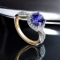 8 mm Tanzanite Silver Ring with Yellow Gold