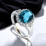 Oval Cut Blue Topaz Silver Fashion Ring