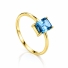 Genuine Emerald Cut Blue Topaz Engagement 14k Yellow Gold Ring