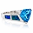 Trillion Cut Blue Topaz Silver Ring with Blue Opal