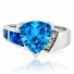 Trillion Cut Blue Topaz Silver Ring with Blue Opal
